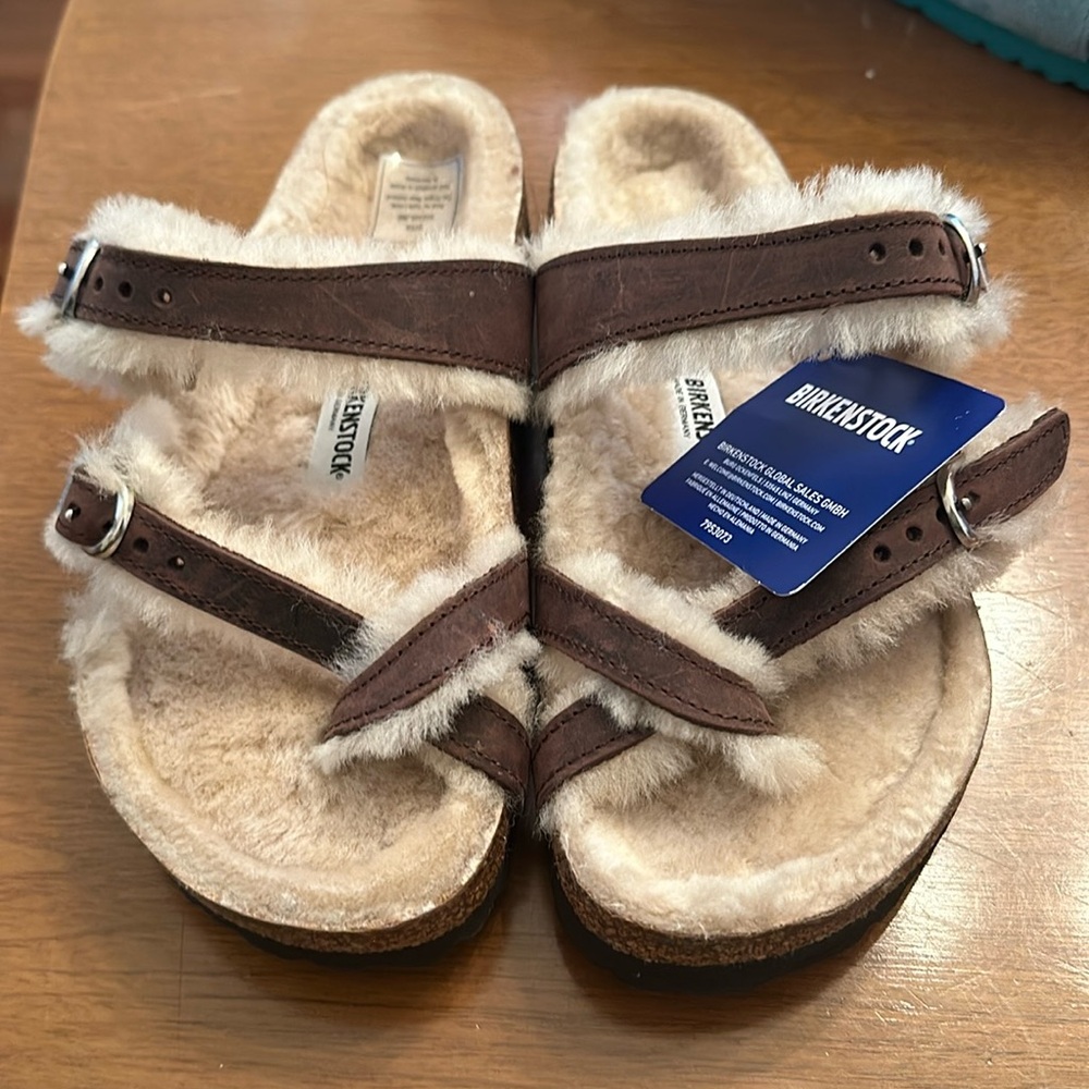 NWT Birkenstock Mayari Shearling Oiled Leather size 36/5.5 Habana